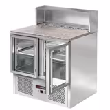 Salata Hazırlık Buzdolabı ECO - 903mm - 240L - 2 cam kapılı - Paslanmaz çelik üst tabla ile 5 adet GN 1/6 için