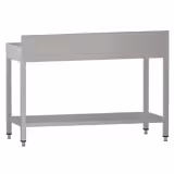 Mesa de trabajo de acero inoxidable mural ECO - 1200x600mm - con estante inferior y peto trasero y refuerzo omega