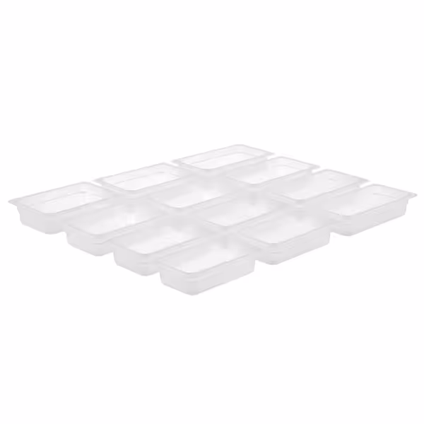 (12 stuks) Polycarbonaat GN-bak GN 1/4 - transparant - 1,7 liter - Diepte: 65mm