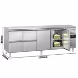 Commercial Counter Fridge ECO - 2230x700mm - with 2 doors - 4 drawers (GN 1/1) - capacity 553 litres