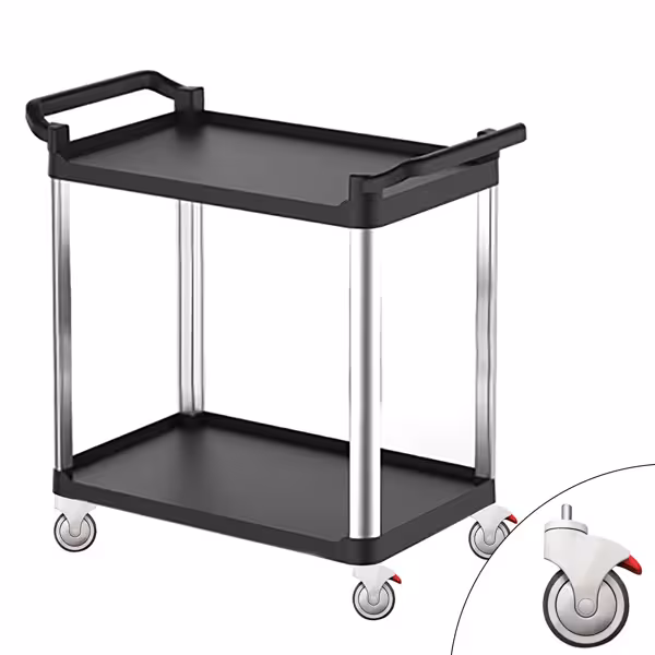 Plastic serving trolley - 800x500mm - with 2 Storage areas