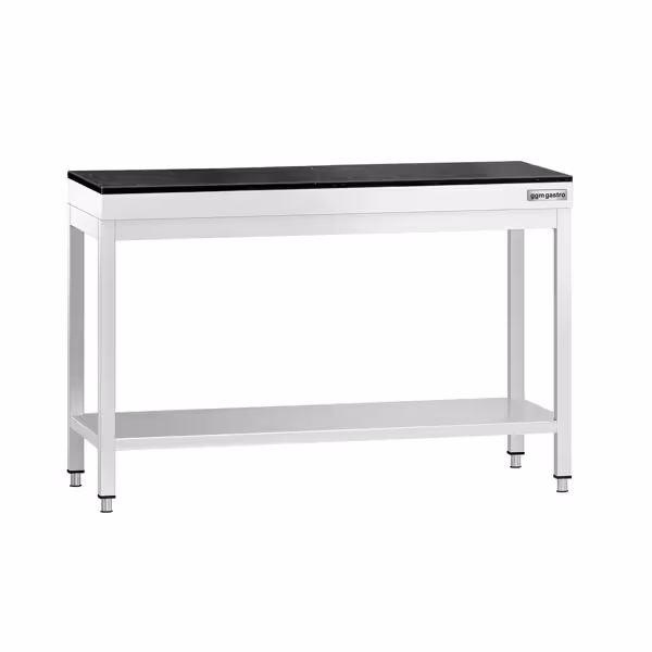 Stainless Steel Work Table PREMIUM – 1200x600 mm – with Undershelf – with Granite Top