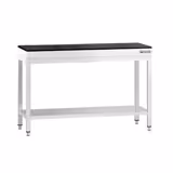 Nerezový pracovní stůl PREMIUM - 1200x700 mm - se spodní policí & s vyztuženou pracovní deskou - vč. žulové pracovní desky – černá žula