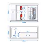 Barkoelkast PREMIUM PLUS - 1550x700mm - 1 deur & 2 laden