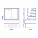 Vitrine à pâtisserie réfrigérée - 274L - 978mm - Double vitrage - avec 3 étagères - portes coulissantes vitrées arrière
