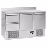 Chladicí stůl ECO - 1368x700x976 mm - 368 l - s 2 dveřmi - s 2 zásuvkami - se zadním lemem