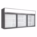 Přístěnný mrazicí regál - 2 100 mm - 346 l - od −22 do −18 °C - s 3 skleněnými křídlovými dveřmi & 6 policemi - šedá