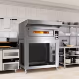 Elektrisk pizzaugn (el-däck/box) - med chamottesten - 1420x1670 mm - 9 x Ø 33 cm - 1‑däck - upp till 400 °C - Manuell - inkl. huv & underrede