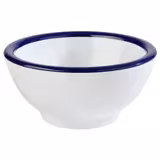 (6 adet) Kase - ENAMEL LOOK - Melamin - 300ml - köşeli - 130x130mm - Derinlik:65mm - Beyaz/Mavi