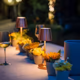 LED Table Lamp - MERLE MINI - Rechargeable - Cordless - 3-step dimmable - Ø90mm - Copper - with Charging Dock