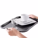 (6 Stück) FAST FOOD Tablett - Polypropylen - 410x305mm - Schwarz