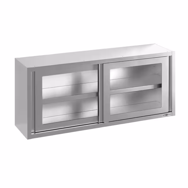 کابینت دیواری استیل - 1400*400 میلیمتر - درب کشویی شیشه ای - 650 میلیمتر ارتفاع