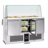 Saladette réfrigérée PREMIUM - 1368mm - 368L - 3 portes - avec vitrine de comptoir pour 4x GN 1/1