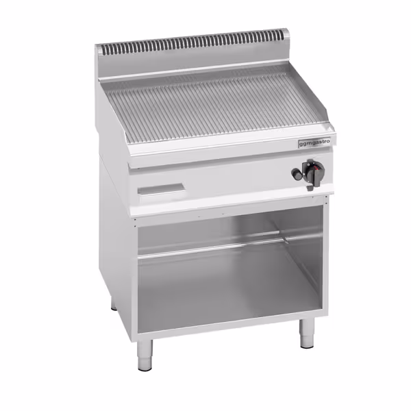 Gasbakplaat - 8kW - Geribbeld - Bakoppervlak: 596x430mm - met open onderbouw