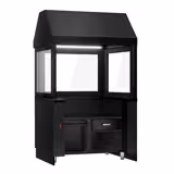 Gasgrill TORONTO - 10,4kW - Gietijzeren rooster - Staand model - Zwart - zwart front - zwart granieten werkblad - Beschermglas