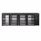Commercial Back Bar Bottle Cooler ECO - 2542x513mm - 518L - with 4 Hinged Glass Doors - Black