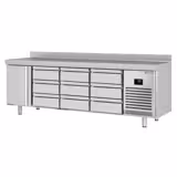 Commercial Counter Fridge PREMIUM PLUS - 2452x600mm - with 1 door - 9 drawers [1/2] - with upstand - capacity 510 litres
