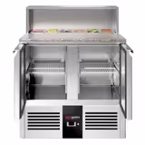 Saladette PREMIUM - 903mm - 2 deuren - met RVS deksel voor 5x GN 1/6 - granieten werkblad