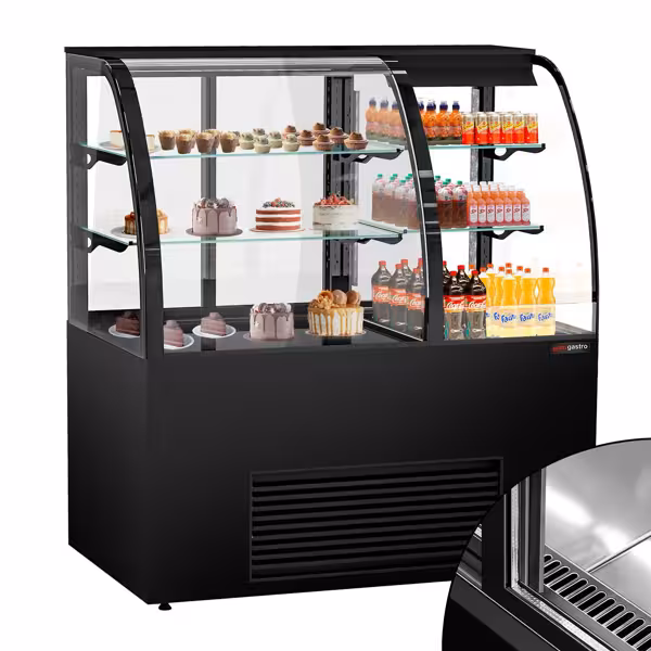 Commercial cake display fridge Self-Service - 1400mm - Double glazing - square - with 2 glass shelves