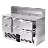 Saladette PREMIUM - 1368mm - 6 cassetti - con vano ingredienti per 8x GN 1/6, coperchio in acciaio inox - piano di lavoro in granito