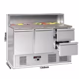 Saladette ECO - 1368mm - 2 deuren & 2 laden - met RVS deksel voor 8x GN 1/6 - granieten werkblad