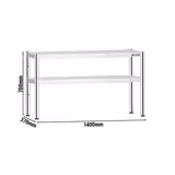 Aufsatzbord Edelstahl - 2 Etagen - 1400x370mm - höhenverstellbar