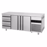 Rashladni pult PREMIUM - 1865x700 mm - 474 l - Ventilirano hlađenje - s 2 vrata - s 3 ladica - radna ploča bez podignutog ruba