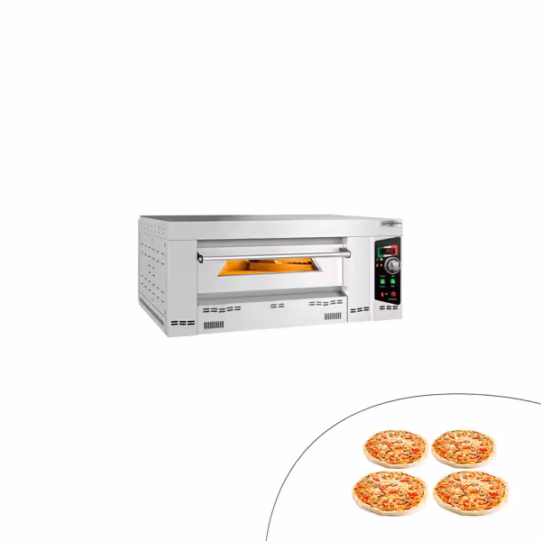 Gas pizzaoven (chamotte bakvloer) - 1130x910x470mm - 1 kamer - 1x4 pizza’s Ø34cm - tot 450°C - Handmatig