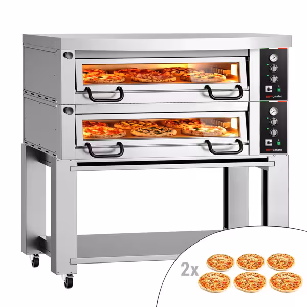 Elektro Pizzaofen Power - 6+6x 34 cm - Manuell - inkl. Haube & Untergestell