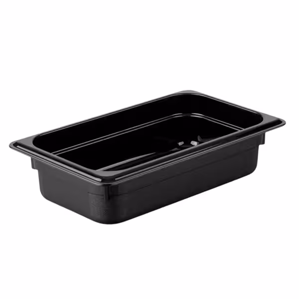 (12 Stück) Polycarbonat-Behälter GN 1/4 - Schwarz - Höhe: 65mm