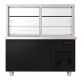 Refrigerated Buffet Display Trolley with Tray Slide – Black - 1600 mm - 2 Shelves - -2°C to +4°C