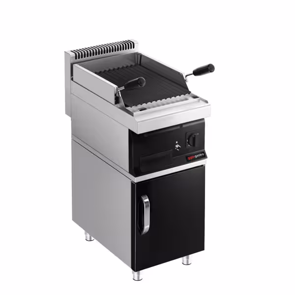 Gas lavasteengrill - 7kW - Staand model - 700mm diep - Zwart - incl. onderbouwkast met 1 deur