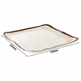 (6 pcs) STONE ART | Plate - Melamine - 330x325mm - White/Brown