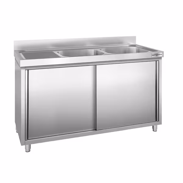 Allaskaappi PREMIUM - ruostumattomasta teräksestä - 1600x600 mm - 2 allasta