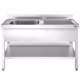 Lavello PREMIUM - 1400x600mm - con ripiano di fondo - con 1 vasca - vasca a sinistra