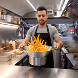 French Fries Colander – Ø41 cm - stainless steel - side handles - removable bowl