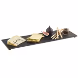 (6 stuks) Leistenen serveerplank - Leisteen - GN 2/4 - VALO - 6-delig set - 530x162mm - met antislip voetjes - Zwart