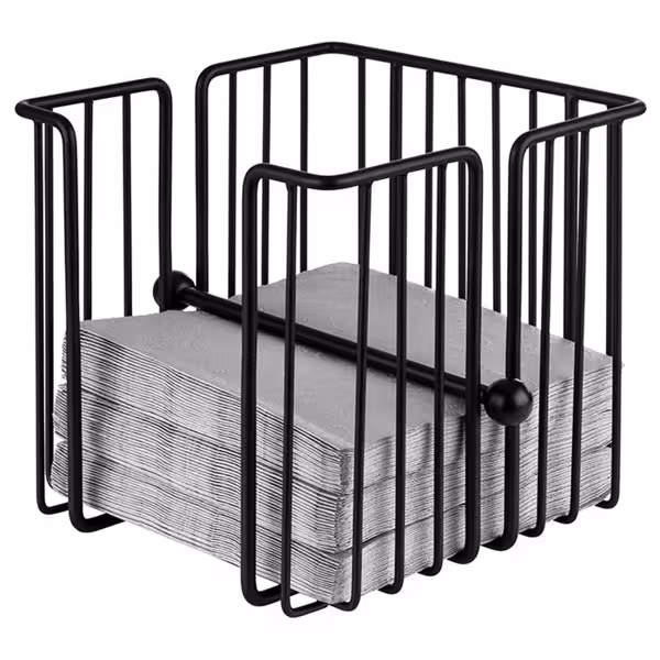 (6 pcs) Napkin Holder - with Weighted Arm - URBAN - Metal - for approx. 120 Cocktail Napkins - 190x190x180mm - Black