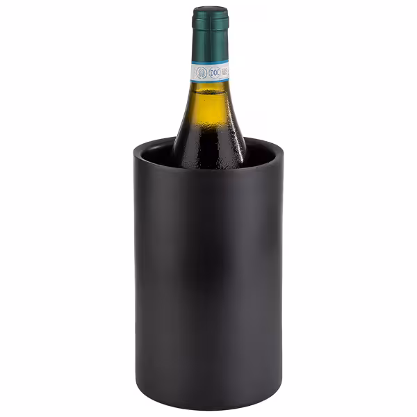 Single‑Bottle Wine & Champagne Cooler - LEVANTE - Stainless Steel - Ø120mm - Height:200mm - Black
