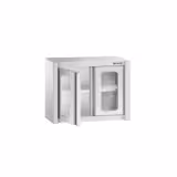 Rozsdamentes acél faliszekrény - 800x400 mm - üveg nyílóajtóval - 650 mm magas