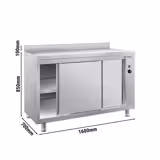 Commercial Heated Worktop Cabinet with Upstand & Sliding Doors PREMIUM – +30–80°C - 1600×700×850 mm - 2.4 kW