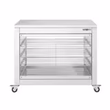 Witryna grzewcza - 2kW - z drzwiami przesuwnymi, tył szklany, 4 półek - 1098x480x840mm