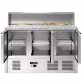 Saladette ECO - 1368mm - 3 Türen - mit Edelstahlaufsatz für 8x GN 1/6
