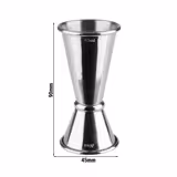 (6 db) Fordítós italmérce (jigger) - rozsdamentes acél - 2 cl és 4 cl - mércevonásokkal: bal oldal 1 cl és jobb oldal 3 cl
