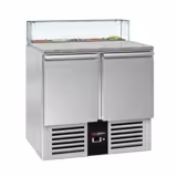 Saladette PREMIUM - 900mm - 2 porte - con vetrina in vetro dritto per 5x GN 1/6