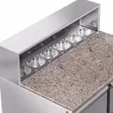 Saladette PREMIUM - 903mm - 2 glazen deuren - met RVS deksel voor 5x GN 1/6 - granieten werkblad