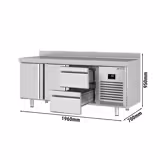 Koelwerkbank PREMIUM PLUS - 1960x700mm - met 2 deuren - met 2 lades - met opstand
