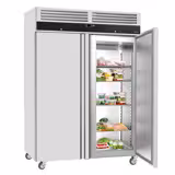 Koelkast RVS ECO - GN 1/1 - GN 2/1 - 960liter - tot +8°C - met 2 deuren - geforceerde koeling, automatische ontdooiing, slot & legroosters