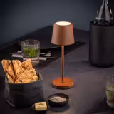 (4 stuks) Tafellamp LED - MERLE MINI - draadloos, oplaadbaar - IP54 - 3-standen dimbaar - Ø90mm - roest