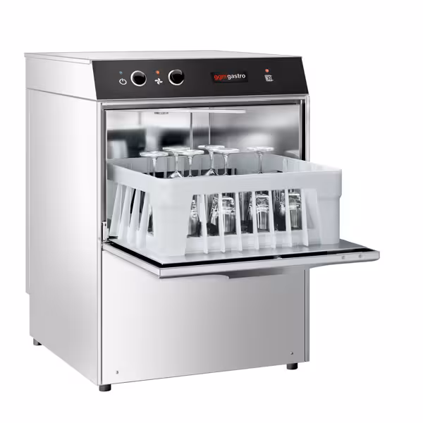 Dubbelwandige Compacte Glazenspoelmachine - 35x35cm - Mechanisch - 2,77kW - met naglansmiddeldoseerpomp